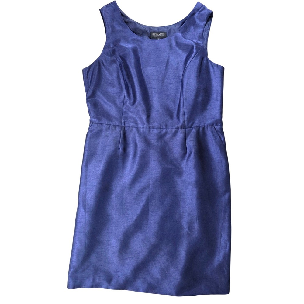 John Meyer Collection Violet Blue Sleeveless Sheath Dress Size 16 Faux Silk
